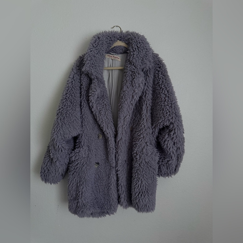 Free People Gray Teddy Jacket size S - Picture 2 of 9